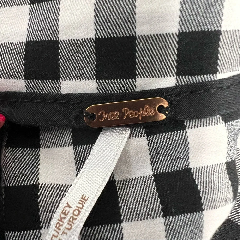 Free People Black and White Checkered Mini Skirt - Picture 4 of 8